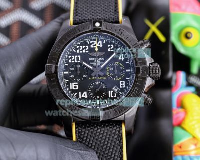 Replica Breitling Avenger Black Dial Black Bezel Black Non woven fabric Strap Watch 43mm